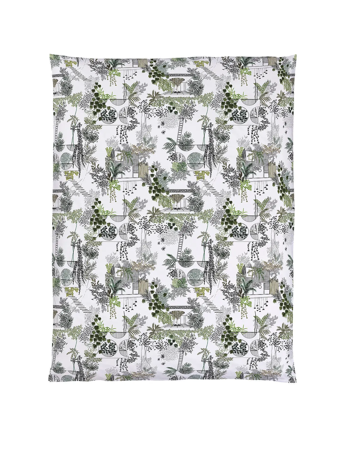 CHRISTIAN FISCHBACHER | Satin Deckenbezug 140x200cm Urban Jungle Weiss/Grün | 